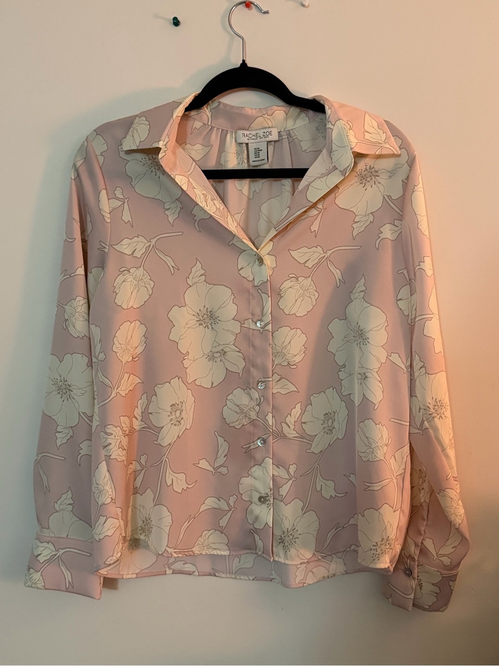 Rachel Zoe Pale Pink Floral Silk Blouse